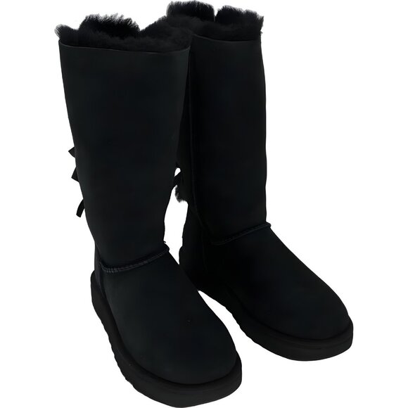 UGG Women Bailey Bow II Tall Black Boots Size US M EU 37